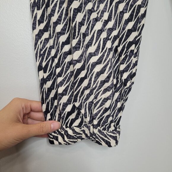 Anthropologie Linen Blend Petite Ivory Zebra Printed High Rise Tapered Pants 0P - Picture 7 of 11